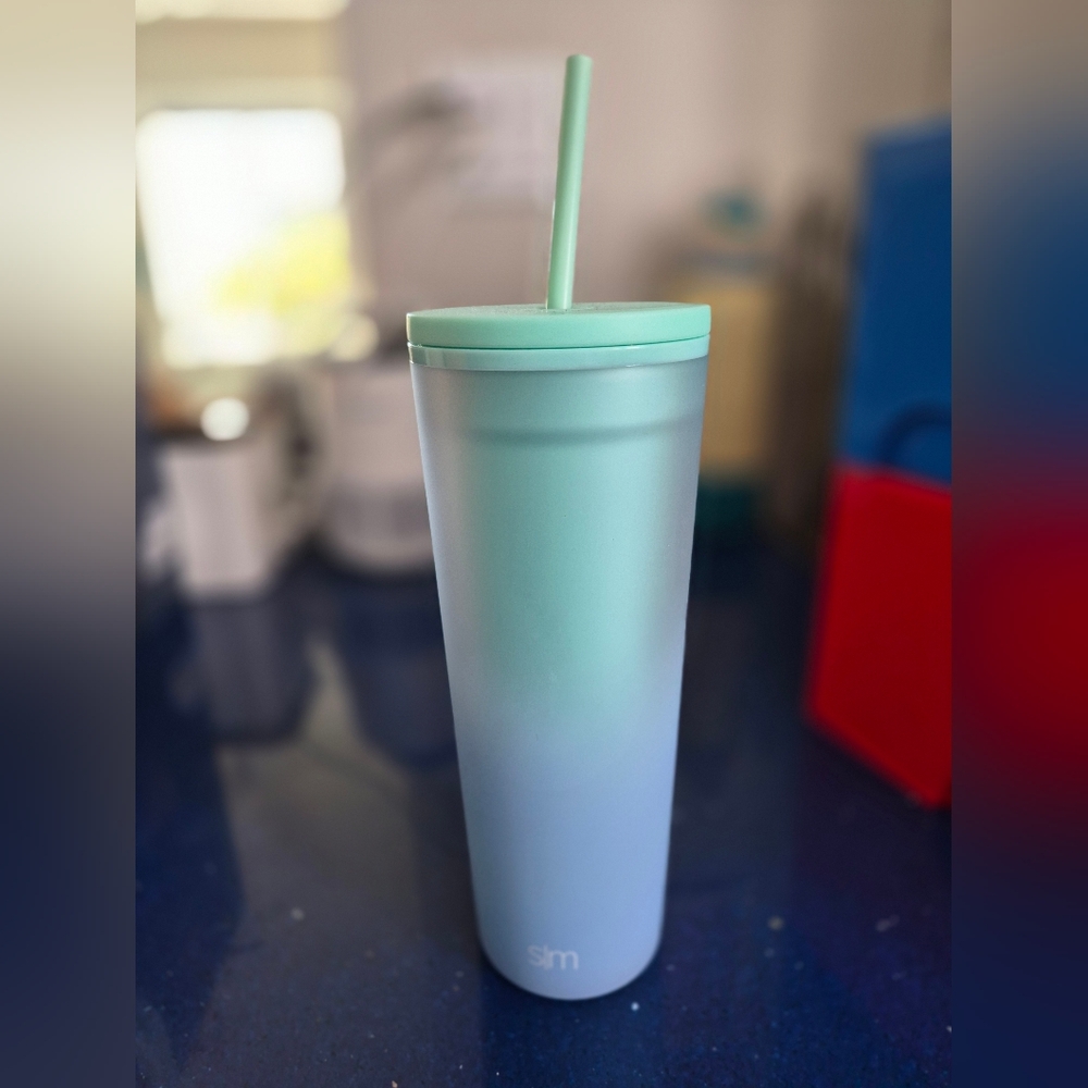 SLM Gradient Mint and Blue Tumbler with Straw